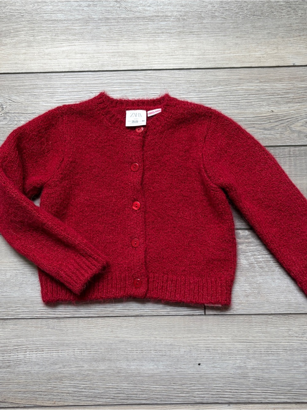 Zara Red Knit Button-Front Kids Cardigan